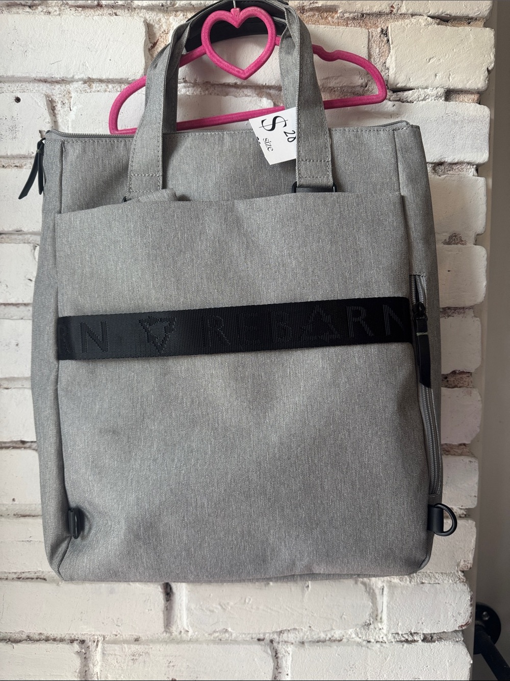Gray Tote Backpack with Front Pockets - Picture 3 of 5